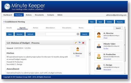 Minute Keeper (Web) - Meeting Management Software