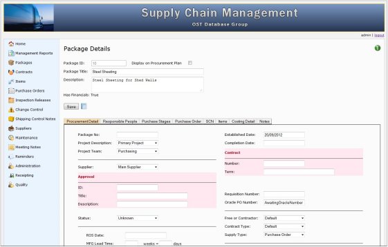 Supply Chain Management Software - web based database